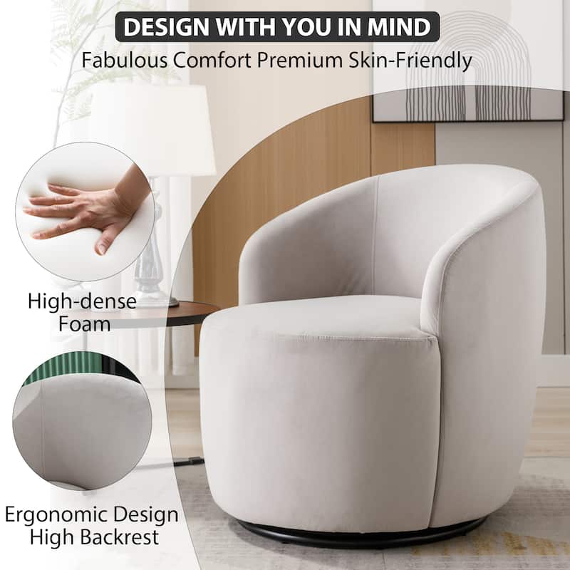 Ouyessir Swivel Barrel Chair Upholstered Armchair (Set of 1)