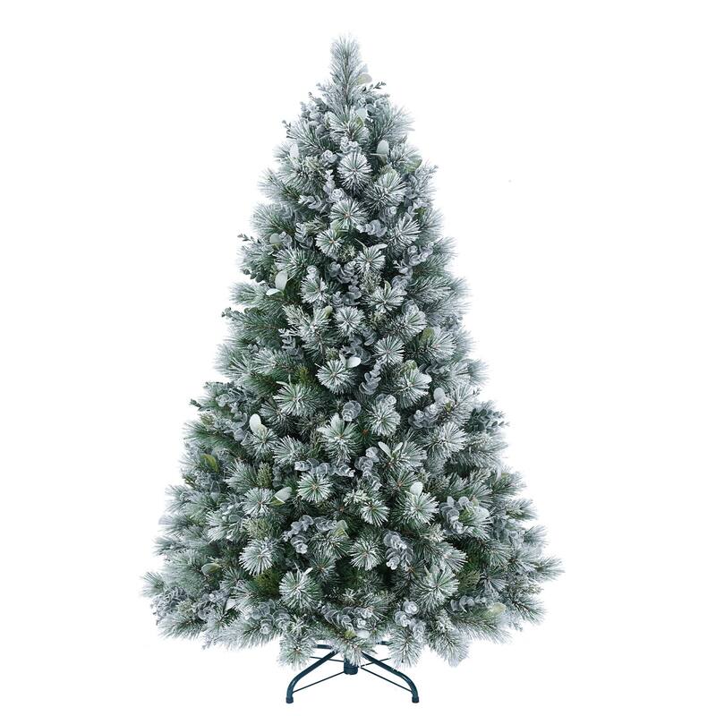 HomeRoots 4' Full Flocked Fir Christmas Tree - White - 26.00 in. x 47.28 in. x 26.00 in.
