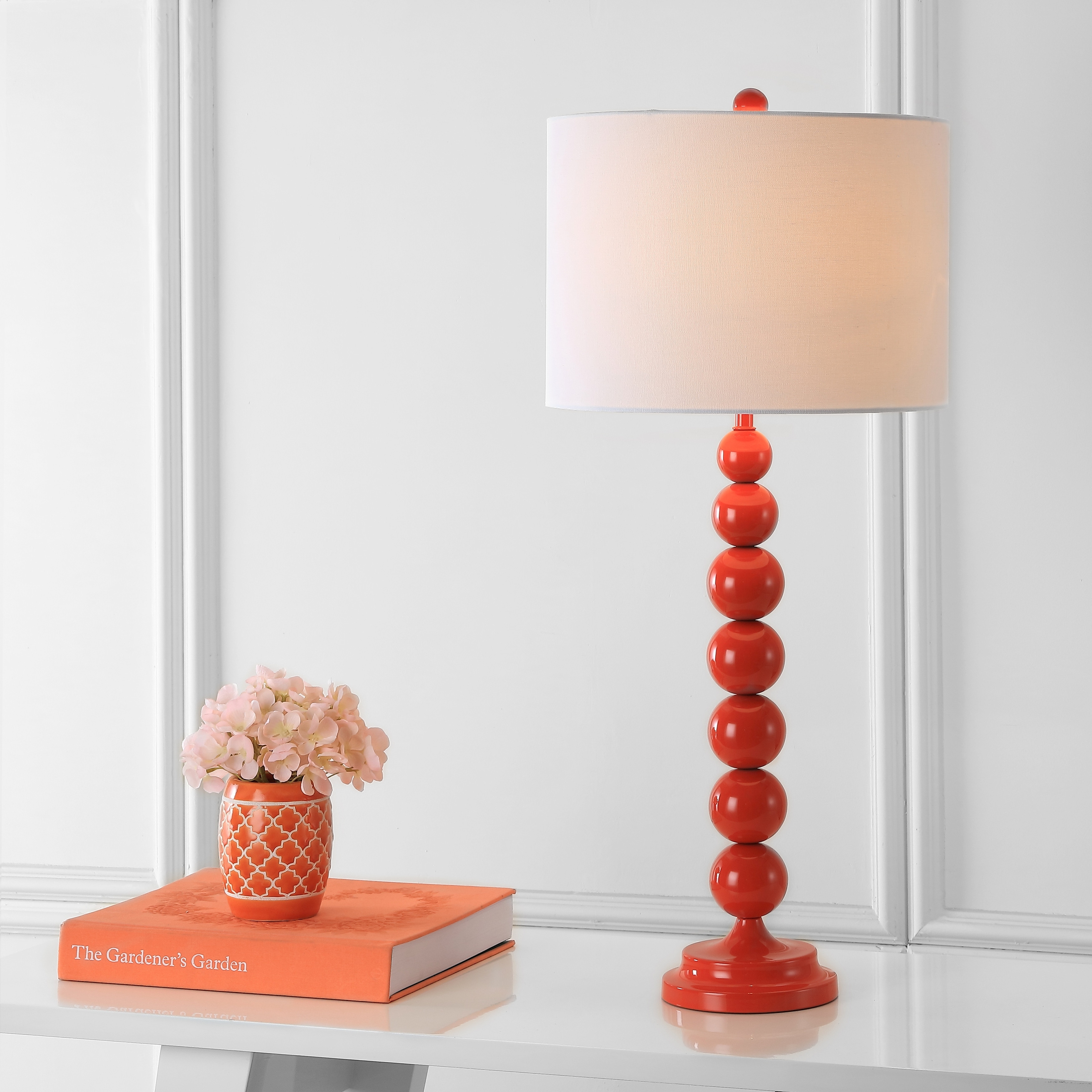 SAFAVIEH Lighting Mechelle 31-inch Stacked Ball White Table Lamp (Set of 2) - 14"x14"x31.5" - 14Wx14Dx32H