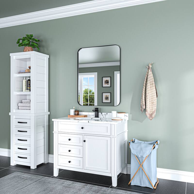 TOOLKISS Aluminum Alloy Round & Right Angle Frame Vanity Mirror