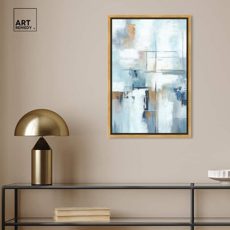 Art Remedy House Of Lines Ii Framed Blue Abstract 1 Piece Canvas Wall Art
