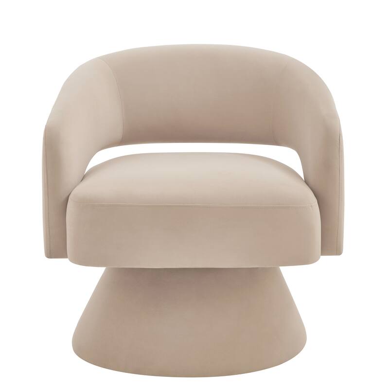 Swivel Barrel Chair,Upholstered Velvet Accent Chairs with Open Backrest and 360 Degree