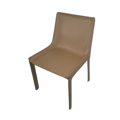 Set of Two Recycled Leather High Back Eloi Dining Chair in Taupe