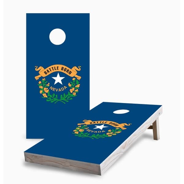 slide 2 of 5, Nevada State Flag Corn Hole Board Set with Hole Lights 16 Years and Up