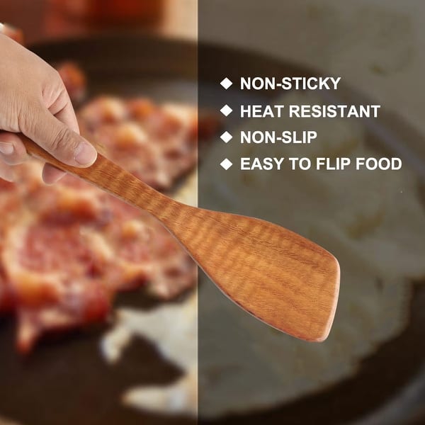 12.8" Wood Turner Spatula Heat Resistant Non-Sticky Seamless - 13"Len
