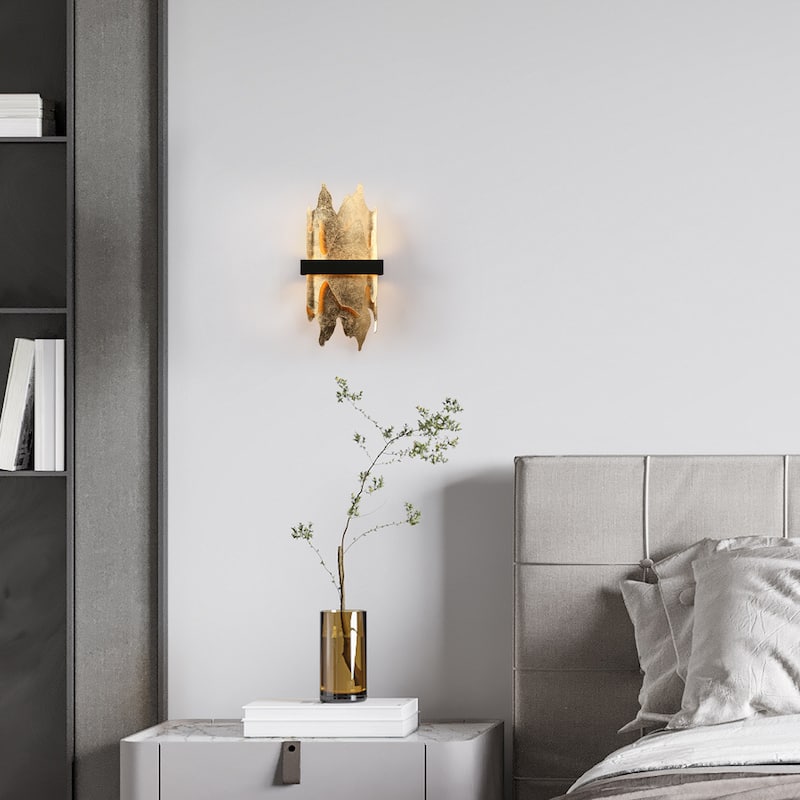 Modern LED Black Gold Wall Sconce Metal Bathroom Vanity Light - L13.8" x W6.7"