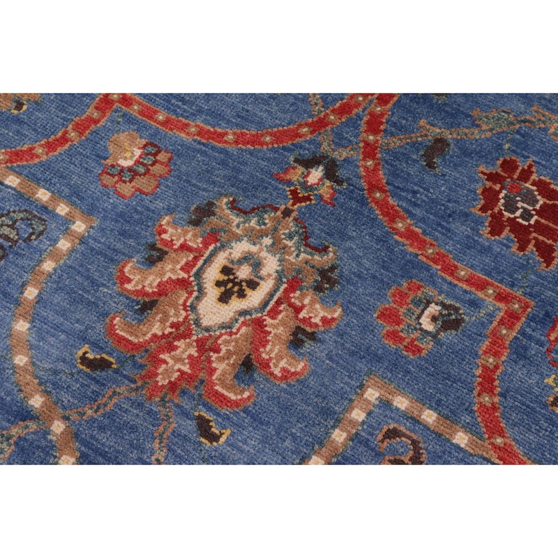 Rustic Kazak Caden Blue/Beige Wool Rug - 10'8'' x 14'2''