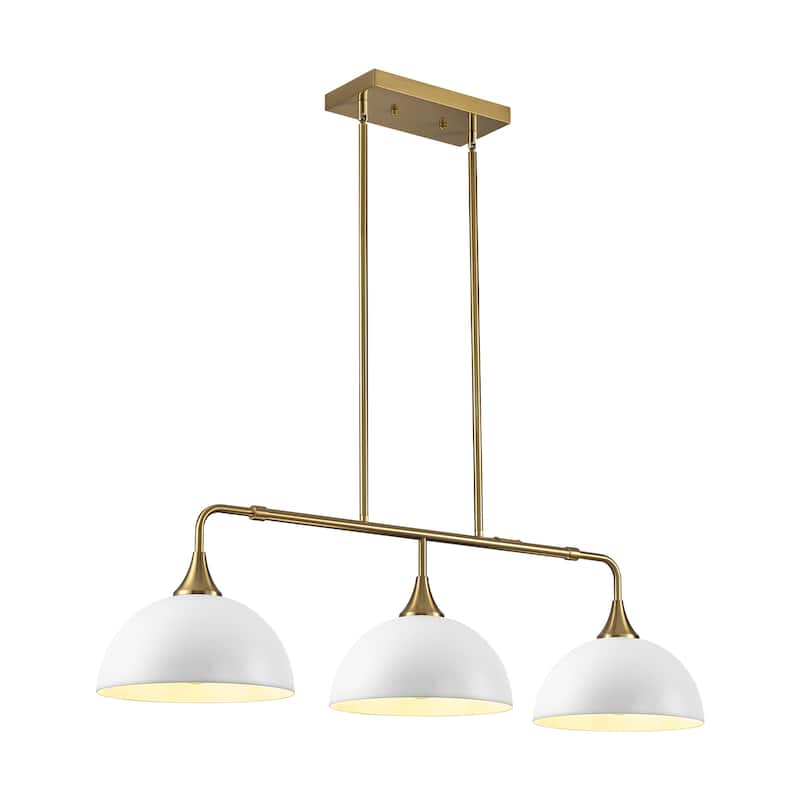 3-Light Industrial Linear Dome Pendant Lights for Kitchen Island