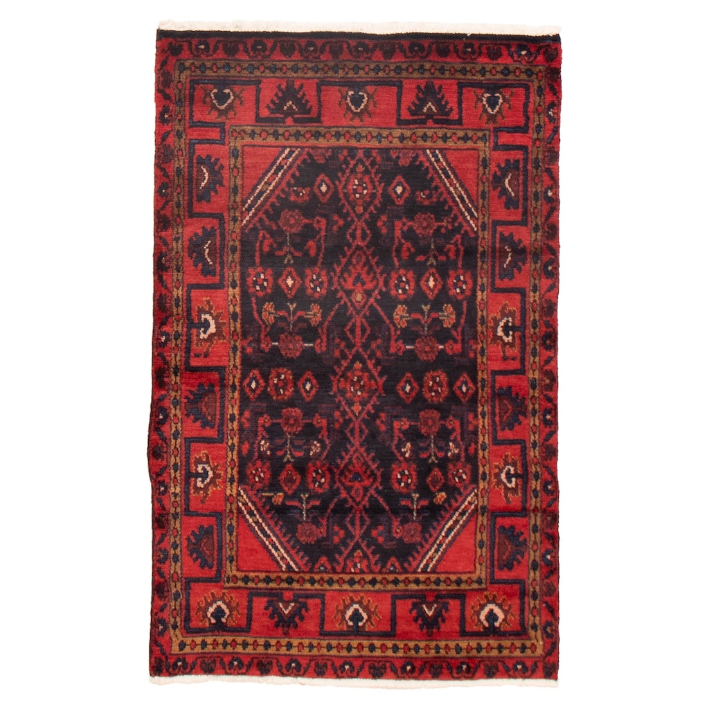 ECARPETGALLERY Hand-knotted Andelz Black, Red Wool Rug - 3'3 x 5'2