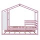 preview thumbnail 8 of 12, Pink Twin Size Solid Wood House Bed with Trundle, Fence, and Writing Board for Kids