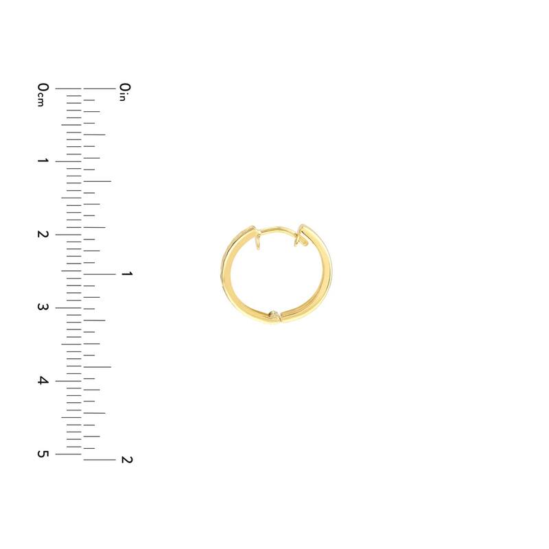 Curata 10k Yellow Gold Square 14x5mm Sparkle Cut Design Hinged Hoop Earrings