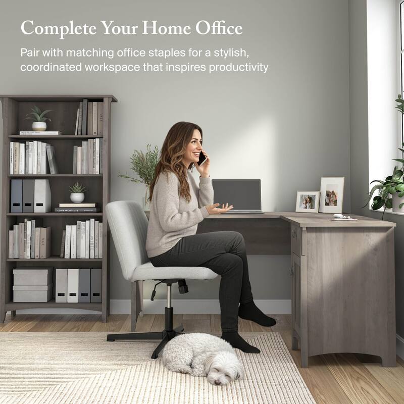 Bush Furniture Salinas 60W L Shaped Desk with Drawers and Storage