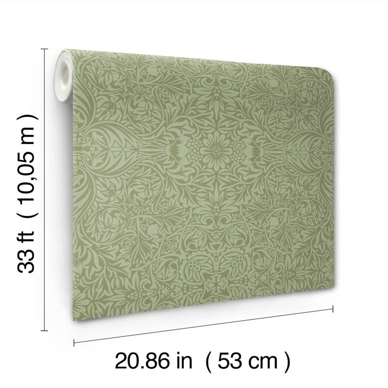 Ceiling Green Intricate Floral Wallpaper