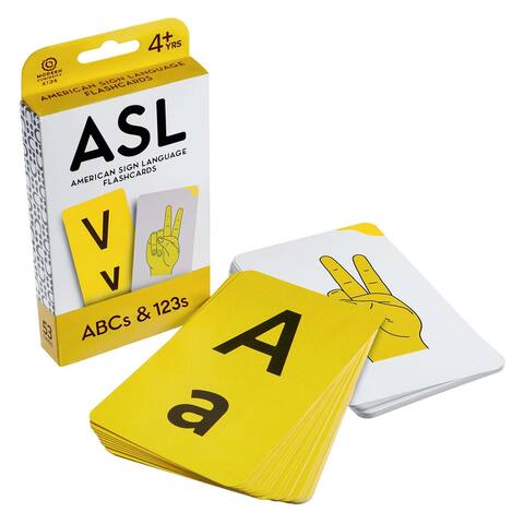 ASL Flashcards: ABCs & 123s - Yellow - 6.5x3.5x1 in.