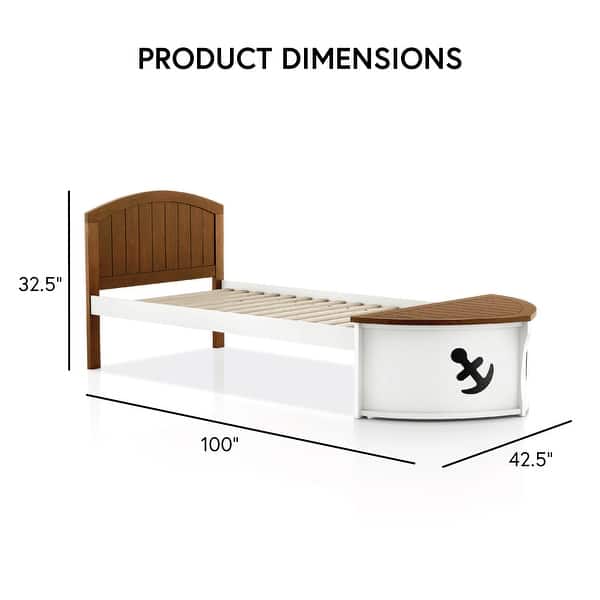 Furniture of America Trunite Nautical Twin-size Wood Captain Platform Bed with Footboard Storage
