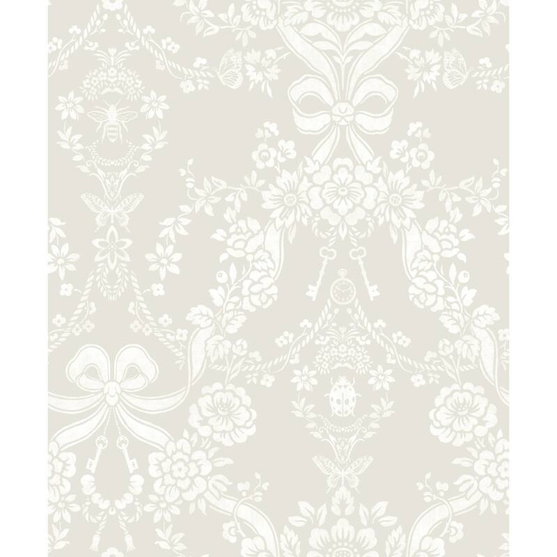 Bow Damask Non-Pasted Wallpaper – 396in. x 21in. – Covers 56 square feet - Taupe
