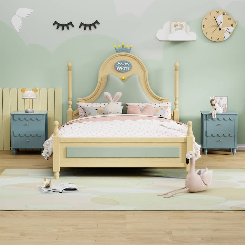 2 Drawers Nightstand Curved Design Cloud Bedside Table