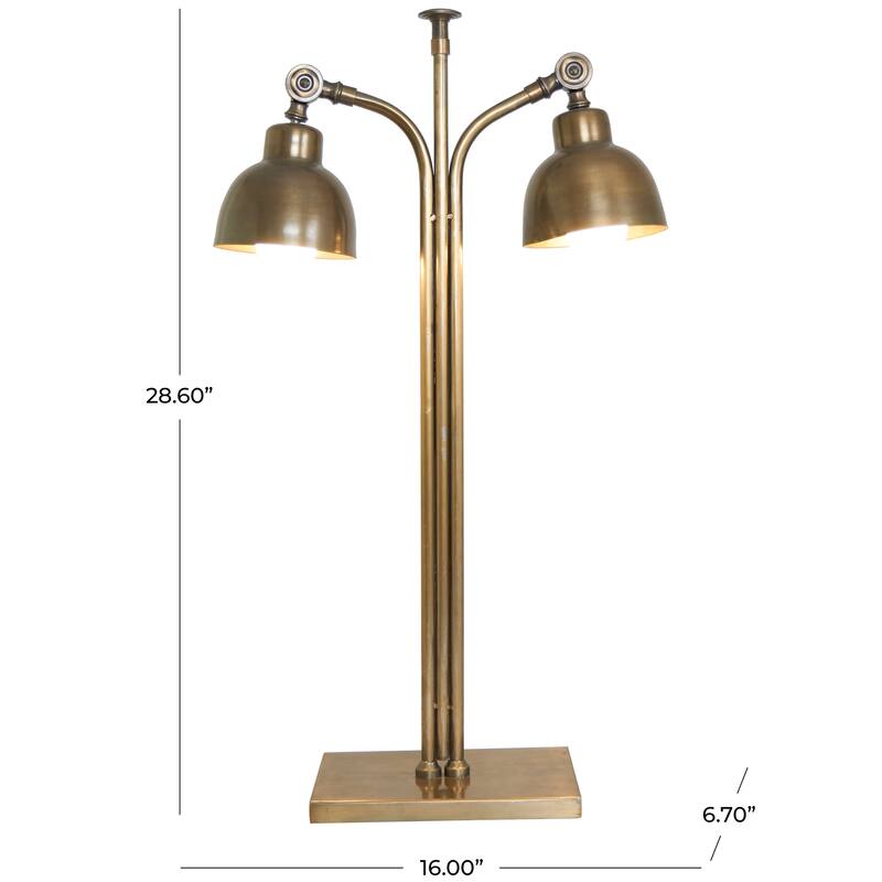 Silver or Brass Stainless Steel Desk Lamp with Dual Shades