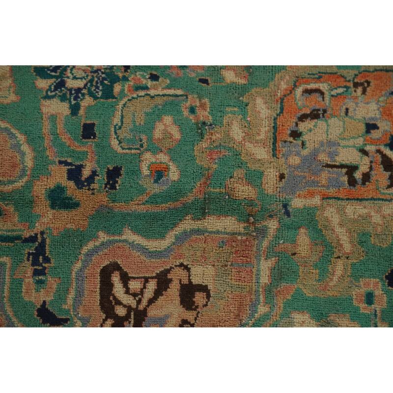 Hand Knotted Oriental 100% Wool Carpet Traditional Floral Coral Mashad Area Rug - 11' 3'' X 8' 11''