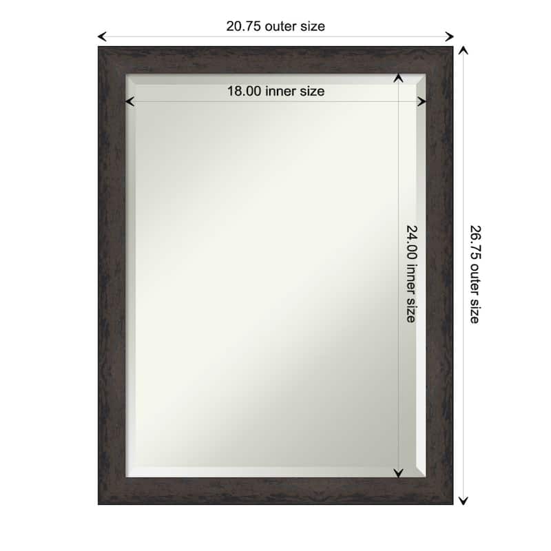Dappled Narrow Beveled Wood Framed Bathroom Vanity Wall Mirror - Dappled Black Brown Narrow - Glass Size 18x24
