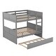 preview thumbnail 5 of 48, Elegant Full Over Full Bunk Bed, Twin Size Trundle with Removable Casters, Split into Two Separate Beds, Space-saving, Gray