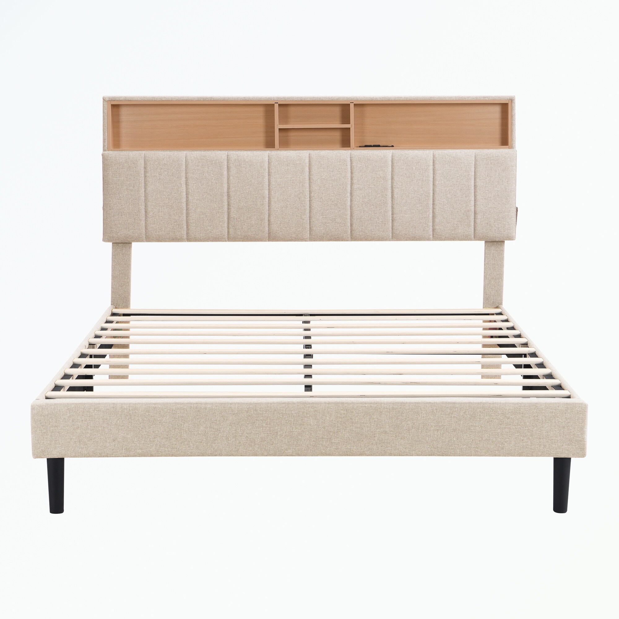 Elmina tufted solid wood and upholstered low hotsell profile platform bed