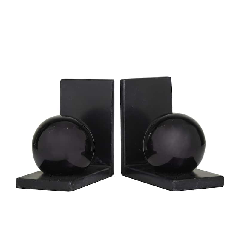 Marble Orb 7 lbs Decorative Bookends - Set of 2 Black or Gold - CosmoLiving by Cosmopolitan