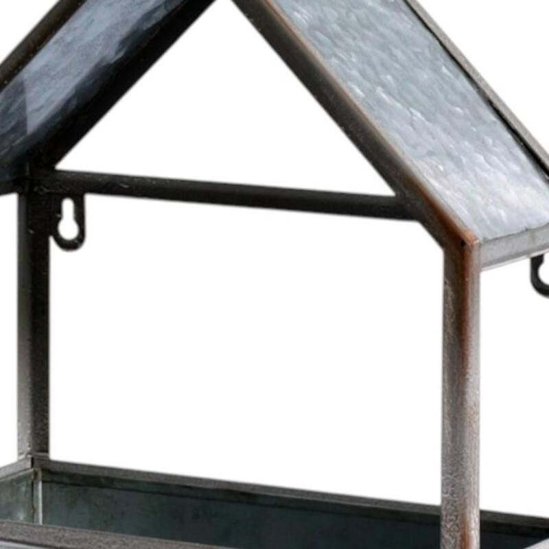 HomeRoots Set of Two Gray Galvanized Metal Novelty House Shaped Hanging Planters - 12.00 in. x 18.00 in. x 6.00 in.