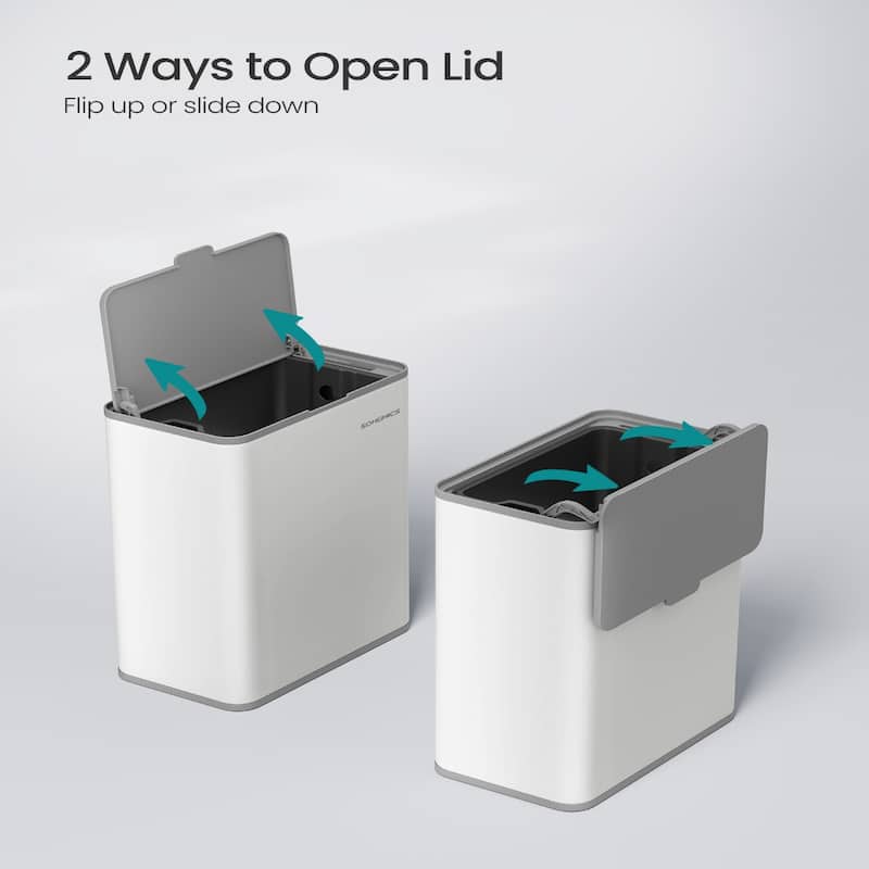 2.1 Gallon Hanging Trash Can with Lid for Kitchen Cabinet Wall Mounted or Countertop Use