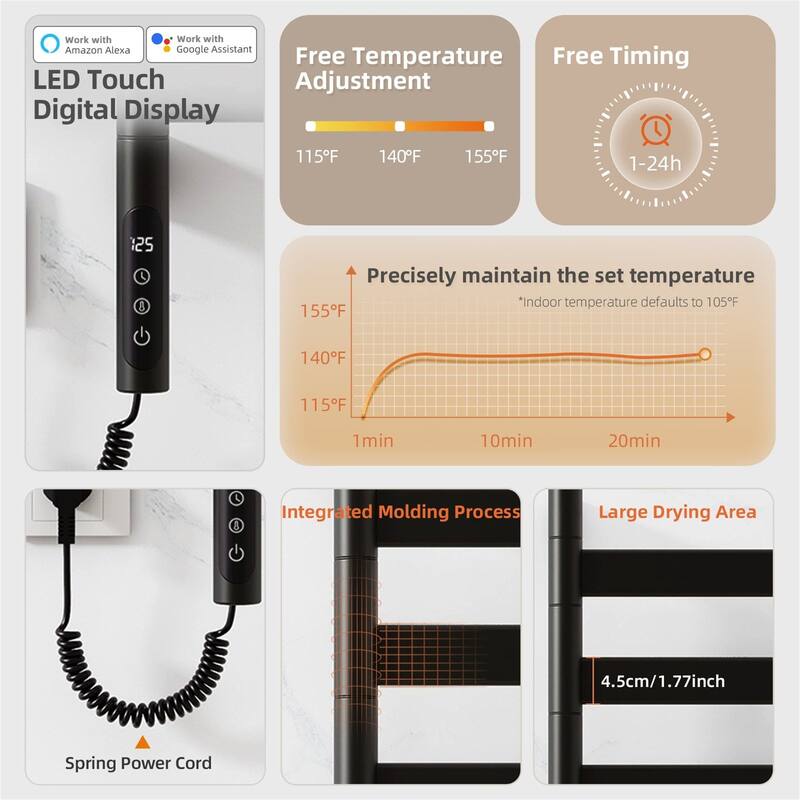 Smart Rotating Heated Towel Rack for Bathroom,Towel Warmer