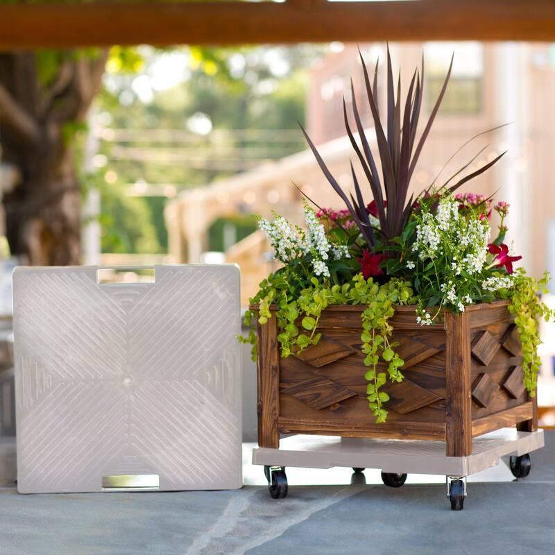 16" Gray Mist Square Plant Dolly with Handle
