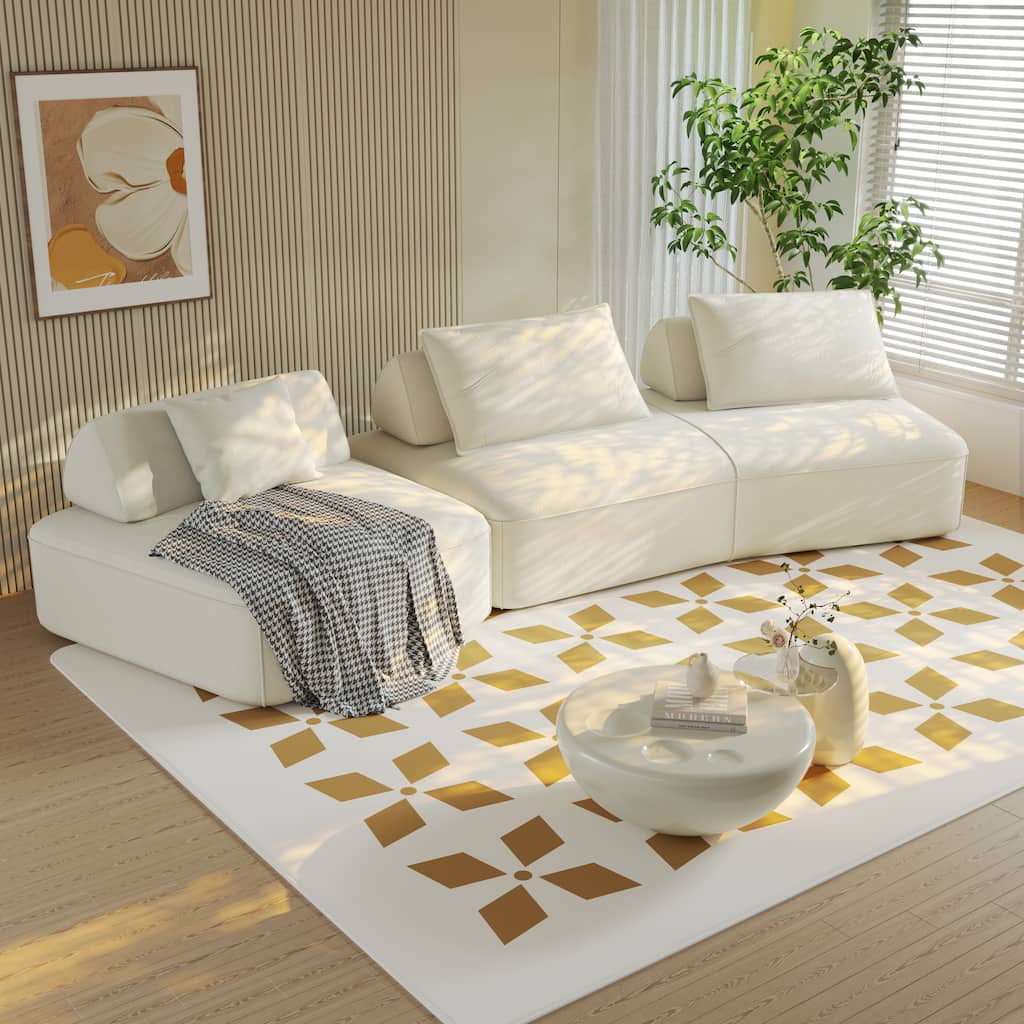 GDFStudio - Modern 139" Oversized Chenille Upholstered Modular Deep Seat Sectional Sofa with Removable Backrests & Soft Pillows