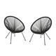Anson Outdoor Steel Chairs w/ Hammock Rattan Seating (Set of 2) by Christopher Knight Home - Black