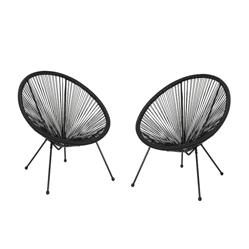 Anson Outdoor Steel Chairs w/ Hammock Rattan Seating (Set of 2) by Christopher Knight Home