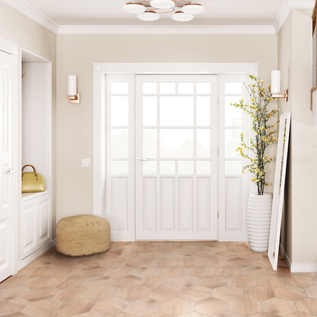 Merola Tile Sawnwood Hex Brown 8-5/8" x 9-7/8" Porcelain Floor and Wall Tile