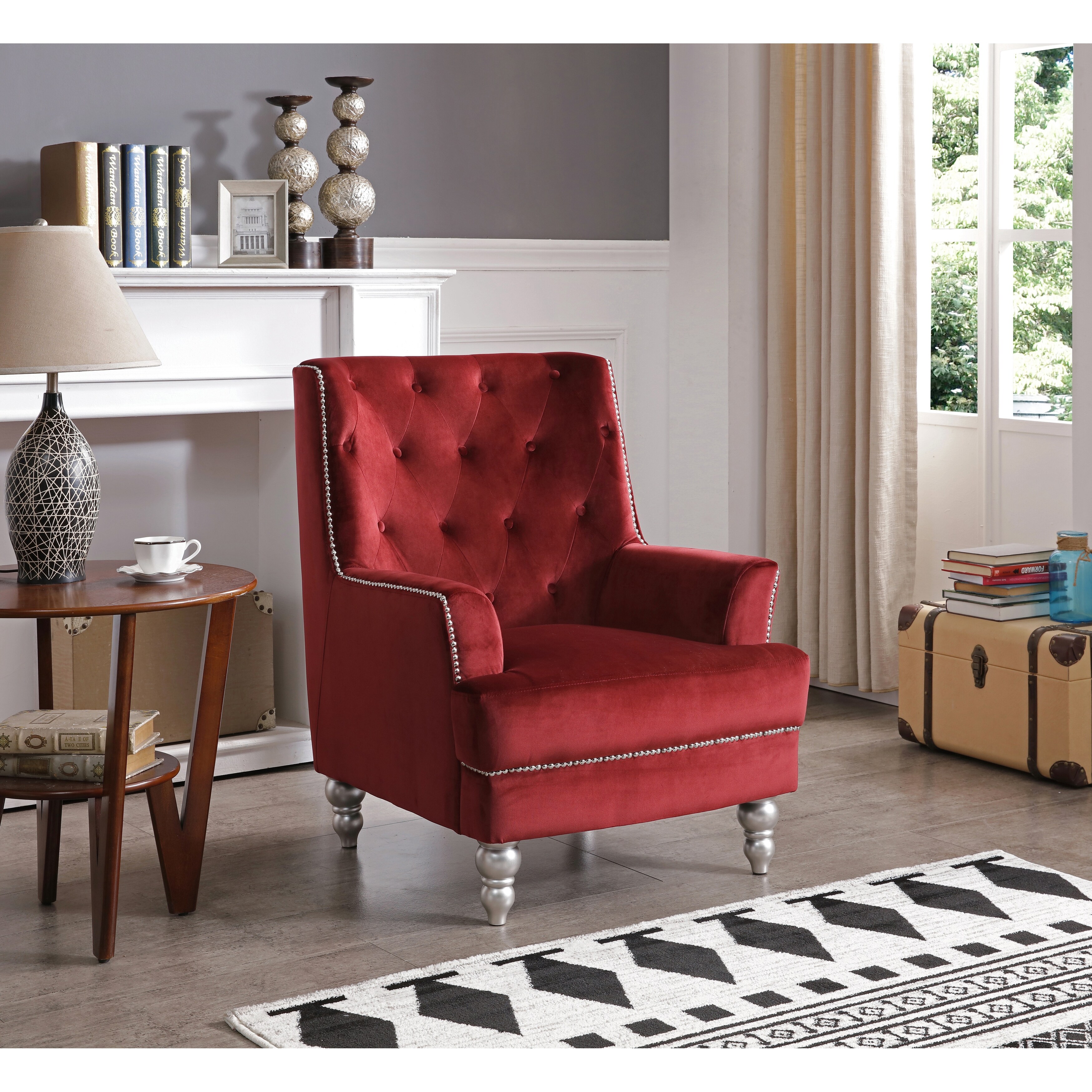 Lyke Home Burgundy Accent Chair On Sale Overstock 32042788