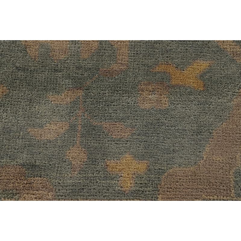 Oushak Indian Area Rug Hand-Knotted Transitional Green Wool Carpet - 9'11"x 13'8"