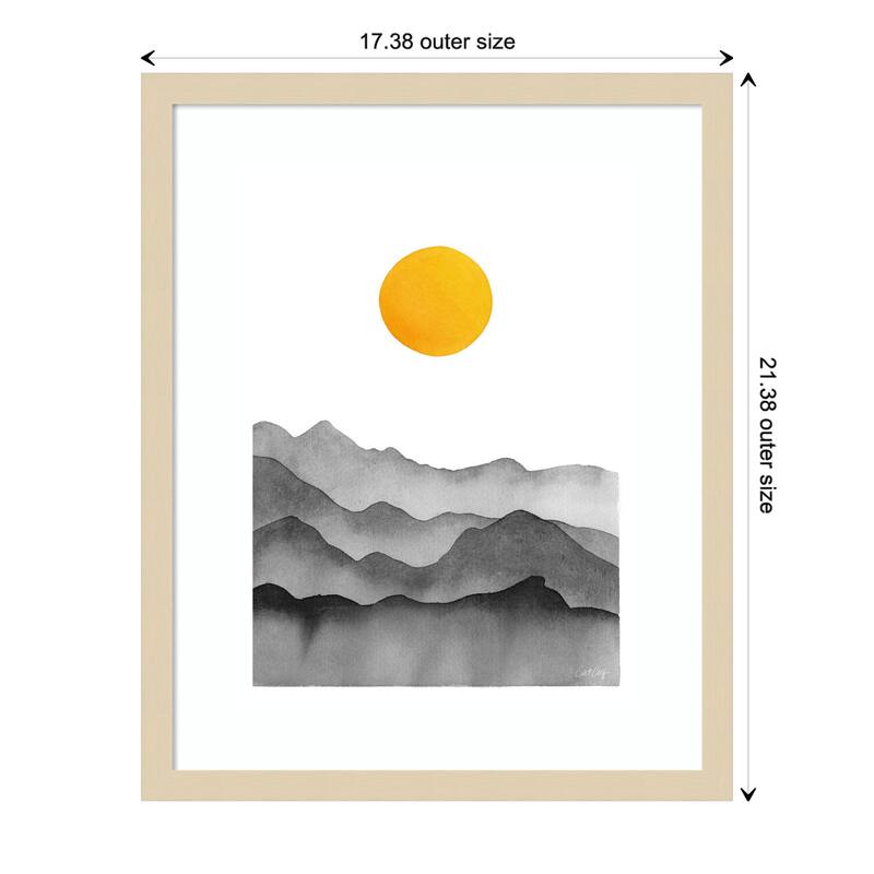 Black Yellow Mountain Range Silhouette by Cat Coq Framed Wall Art Print