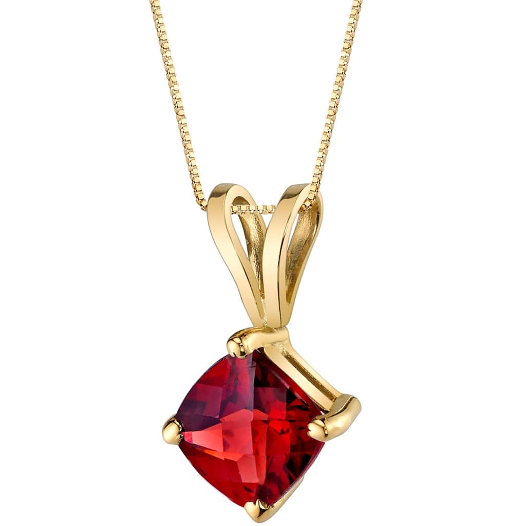 Oravo 14k Yellow Gold 1.00 ct Cushion Cut Garnet Pendant