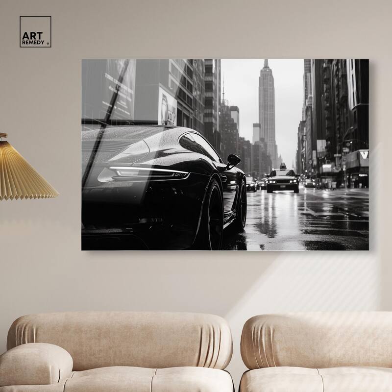 Rainy Day New York Acrylic by Art Remedy, Ready to Hang