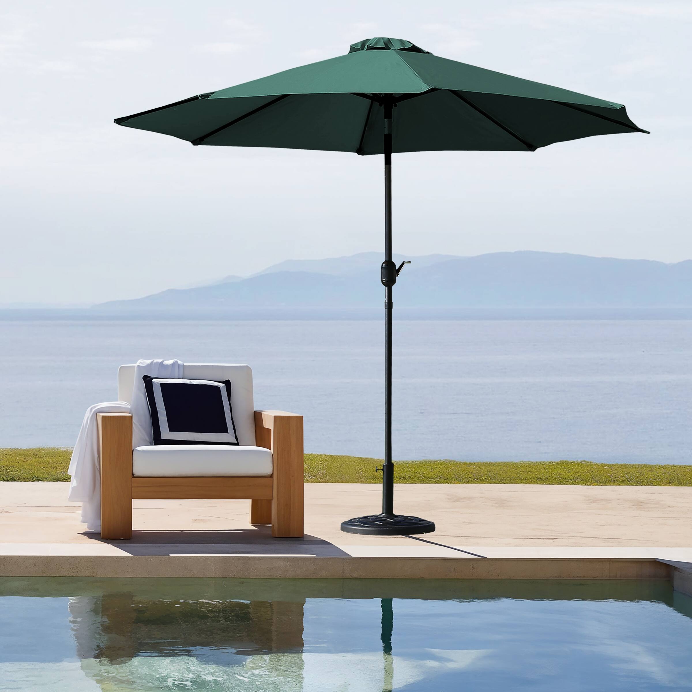 Lotus 9 Feet Dark Green Market Umbrella with Stand/Base Set Bed Bath & Beyond 40171135