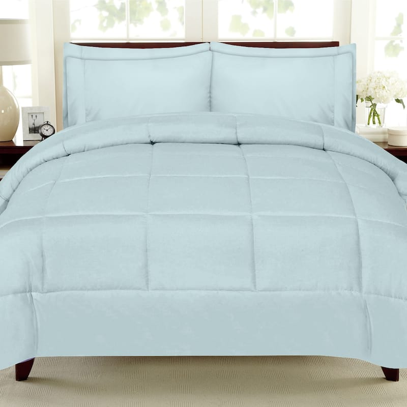 Sweet Home Collection Luxury Solid Bed-In-a-Bag with Sheet Set - Aqua - Full