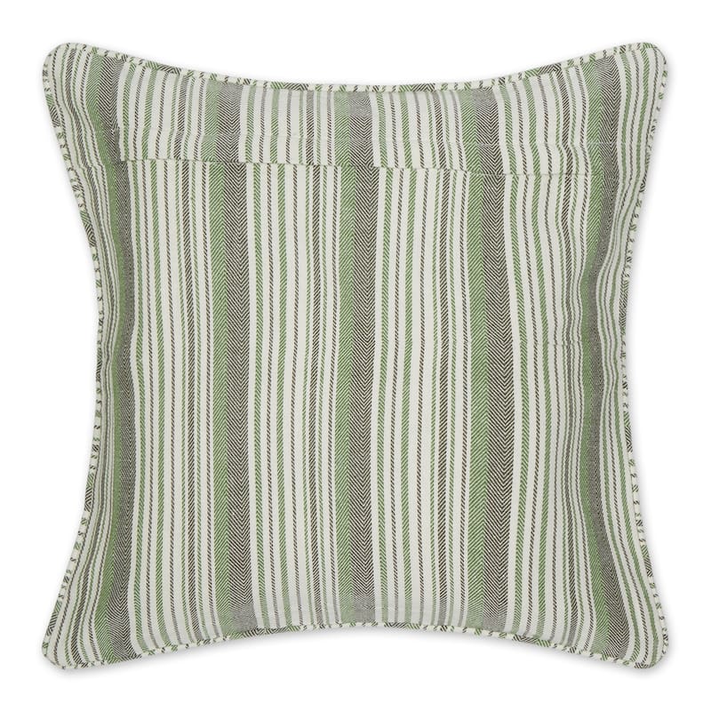 Navy Herringbone Stripe Recycled Cotton Pillow Cover 18x18 (Set of 2)