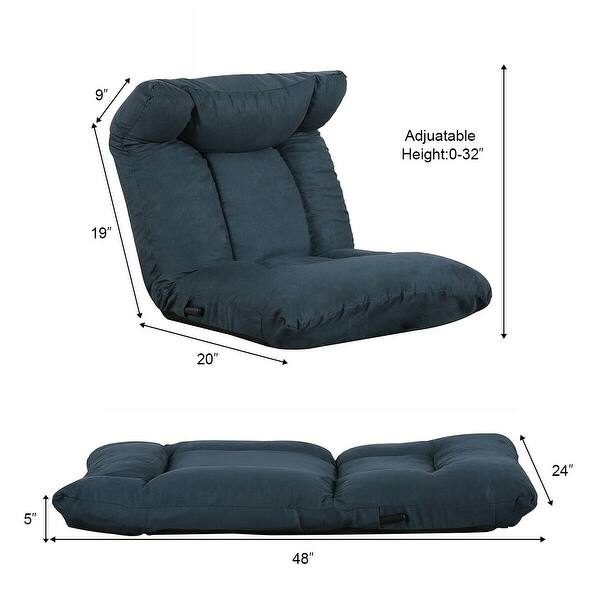 Gymax Cushioned Floor Gaming Sofa Adjustable Folding Lazy Recliner W Headrest Blue On Sale Overstock 28045640
