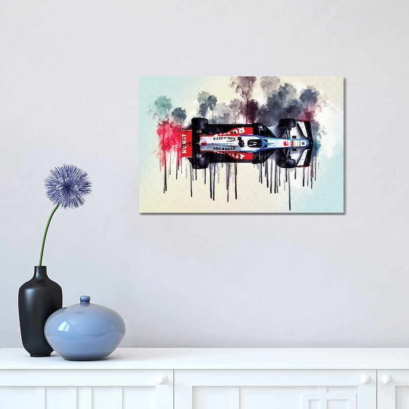 iCanvas "Williams Fw43 Minimalism Top View 2020 F1 Cars Formula 1" by Sissy Angelastro Canvas Print - 12x18x1.5