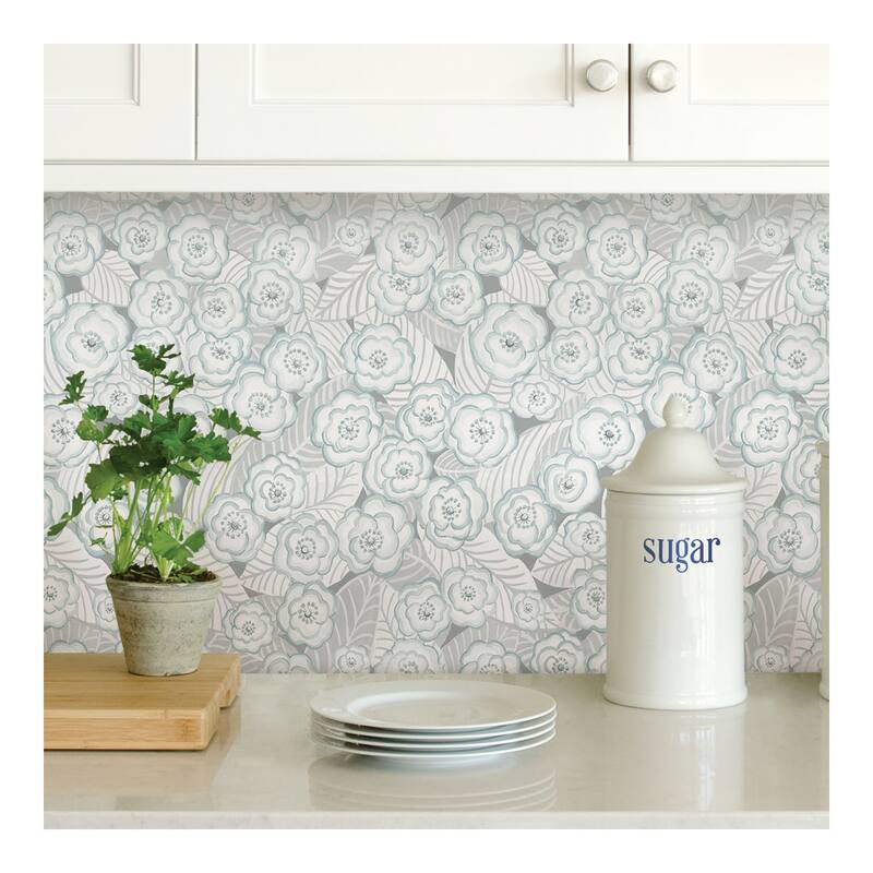 NuWallpaper Oopsie Daisy Grey Peel & Stick Wallpaper - 216in x 20.5in x 0.025in