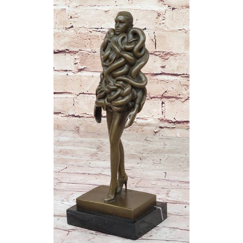 Contemporary Art Bronze Sculpture Of Woman Wearing Imitative Snakes - Unwavering By Pascal Delor