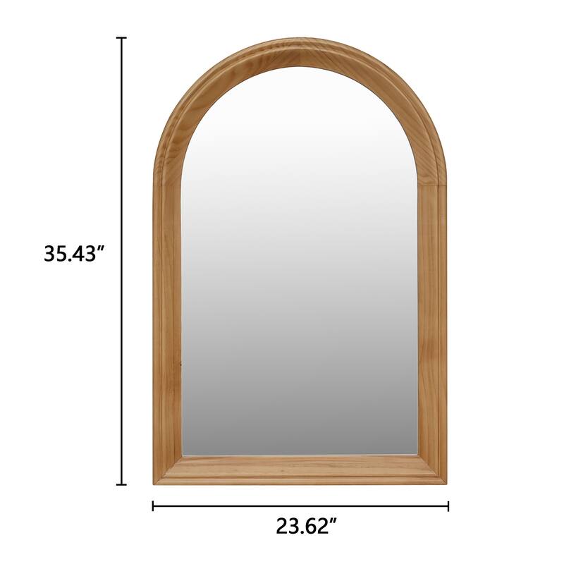 Arched Wood Framed Wall Mirror, 35.43" H x 23.62" W Rustic Decorative Mirror for Bathroom/Vanity/Living Room