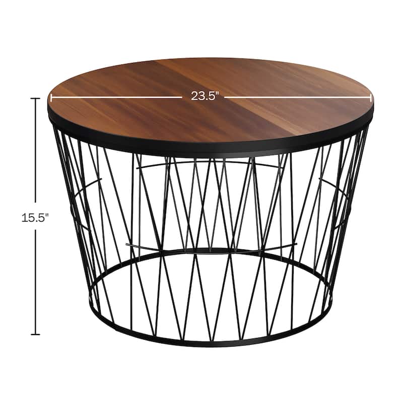 Lavish Home Geometric Coffee Table, Brown/Black