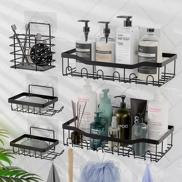 Empyrean Shower Caddy Adhesive Shower Organizer - Large Shower Caddy - Black